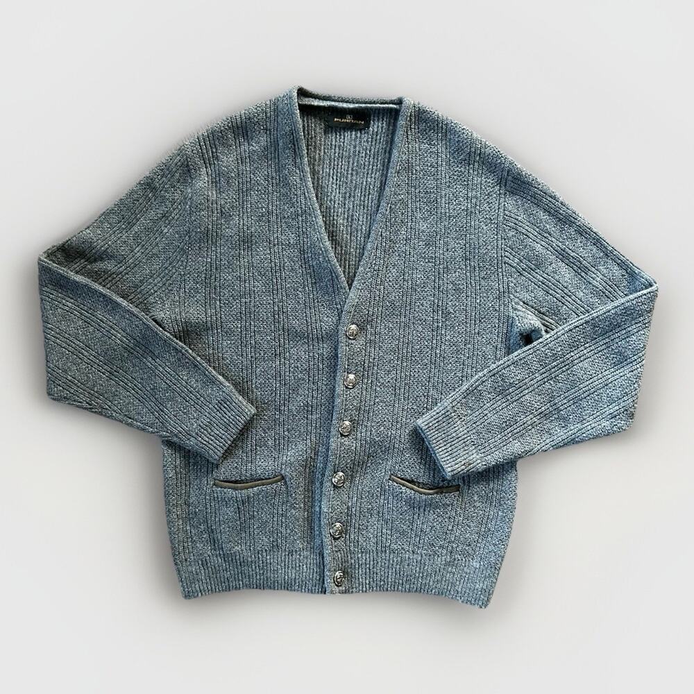 Vintage Puritan Wool Cardigan Sweater Gray Men Large Grandpa Pockets Made in USA